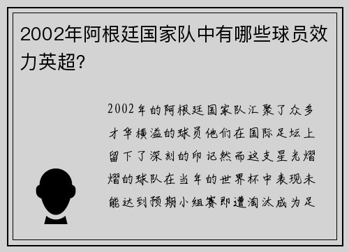 2002年阿根廷国家队中有哪些球员效力英超？