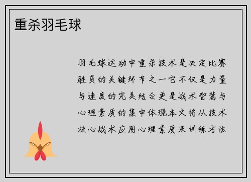 重杀羽毛球